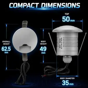 3W 50mm Stainless Steel 1 Side Emitting LED in Ground Light IP68 Recessed Step Lamp for Garden Stair Driveway Villa