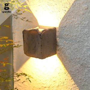 LED Modern Resin Sconce Warm White Solar up and Down Lighting Outdoor Decorative Wall Lamp