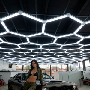 Hexagon Honeycomb Lamp For Car Wash & Workshop,LED Work Lights For Garage Ceiling Parking Garage Luminaires,hexagon Led Light