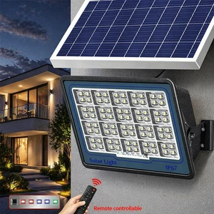 Portable Solar Flood Light with Large Capacity Battery IP67 Waterproof 360° Beam Remote Touch Timer for Outdoor Courtyard Farm