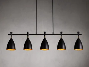 Modern Nordic Industrial Creative Pendant Light Dark Bronze Linear Chandelier For Kitchen Island Dining Room Restaurant Bar