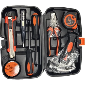 9pcs General Household Tool Set, Home Tool Kit with Plastic Toolbox for DIY, Maintenance, Perfect for Students & Homeowners -01