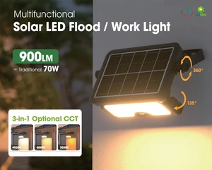 Multi-Use Outdoor LED Solar Flood Light 900LM /7W 3000K 4000K 6000K All-in-one IP65 for Outdoor Camping Garden Working Lighting