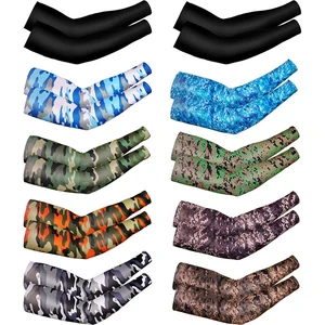 Tactical Camouflage Arm Sleeves with Thumbholes UV Protection Cooling Sun Sleeves for Hunting Cycling Running Basketball Set