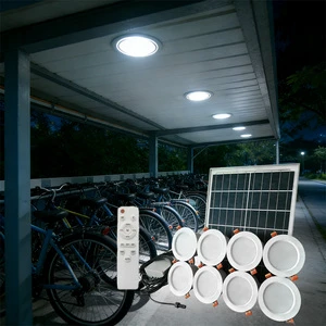 Solar 6W*8 Lamps Kit Remote Control Dimming LED Downlight Solar Ceiling Lamp Car Shed Staircase Corridor Embedded Ceiling Light