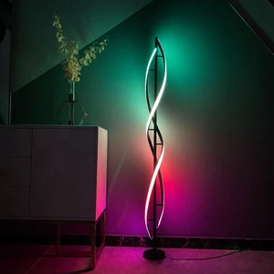 Modern LED Standing Lamp RGB Aluminum Smart Corner Floor Lamps with Switch Socket for Decorative Lighting in Living Room Bedroom