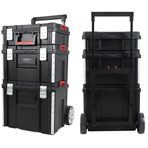 Winslow & Ross 3 in 1 Stackable Empty Tool Box Waterproof Rolling Storage Organizer Box With Wheels