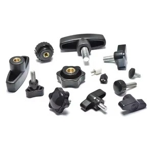 M3 M4 M5 M6 M8 M10 M12 Stainless Steel Threaded Knurled Head Thumb Screw Black Plastic Handle Adjustment Thumb Knob Screw