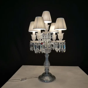 4+1 Lights Crystal Table Lamps With Fabric Shade Wedding Villa Modern Decorative Table Lights Cristal Lustre
