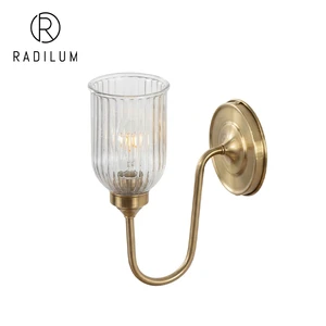 Brass Wall Sconce Nordic Modern Luxury Hotel Bathroom Fluted Glass LED E27 Factory Wholesale Crossborder Clyde Glass Sconce