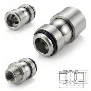 Custom OEM Precision 316L Stainless Steel Liquid Cooling Swivel Ball Joint Rotary Fitting Connector Adapter Parts CNC Machining