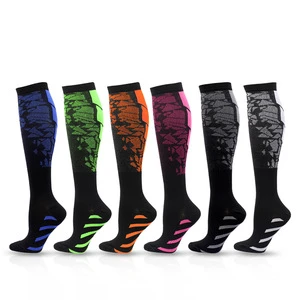 Custom Unisex Compression Socks Set Black Heart Pattern Calf Sleeves for Running