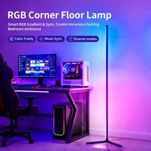 LED RGB Smart Corner Floor Lamp With Stand, IP65 Waterproof Color Changing Atmosphere Lighting For Indoor Home Bedroom Decor