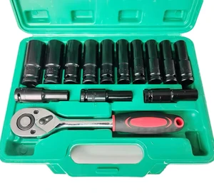 Carbon Steel Impact Sleeve Kit Hand-Power Source OEM Customizable 14PCS for Hand Tool Repair and Wrench