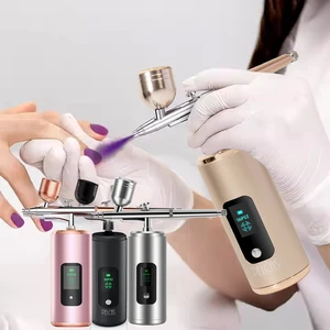 Professional Paint Airbrush Kit Cordless Rechargeable Air Compressor Gun Spray for Nail Art Salon Makeup Barber Cake Decoration
