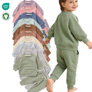 Wholesale French Terry Long Sleeve Top And Pants Set Organic Cotton Baby Sweater Suit