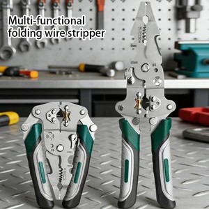 Foldable Wire Stripper Pulley Design Multi-function Electrician Wire Splitter Wire Winding Crimping Pliers Hand Tool