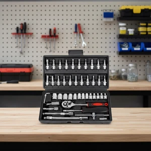 Dongrun 46pcs Car Repair Spanner Tool Box Universal Hardware Hand Tools Ratchet Wrench Socket Sets