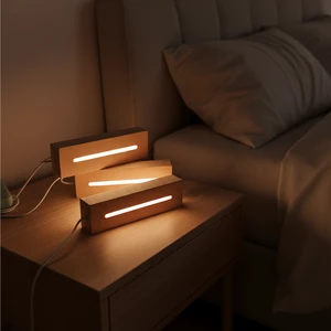 Hot Sale Professional Holiday Gift Lamp Switch Acrylic Led Nightlight Wooden Base Wooden Night Light Base