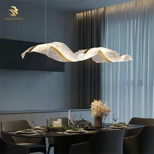 Creative Wave Acrylic Pendant Light up Down Horizontal Chandelier Lights for Home Indoor Living Room
