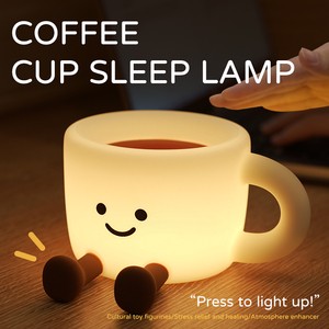 RGB Rechargeable Silicone Pat Night Light Cute Coffee Cup Design Dual Use Phone Stand Desk Lamp For Bedroom Bedside Decor