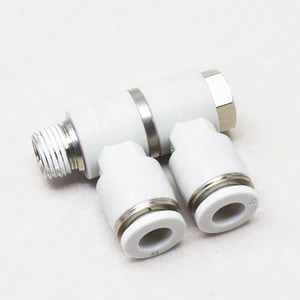 PHW 4 6 8 10 12mm F Type Three Way 90 Degree Double Universal Male Elbow Rotary Pneumatic Fitting Connector