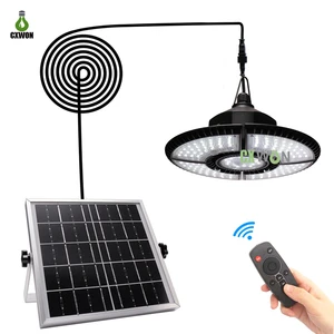 Solar Powered Pendant Lights Outdoor Shed Lamp with Remote Control 4 Leaf 136 LED 1000LM LED Wall Light for Garage Tent Corridor