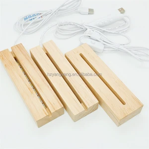 Small Modern Minimalist Wood Night Light with Rectangular Groove Base Custom Color Available Reusable Home Decor