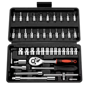 46pcs Carbon Steel Manual/Auto Repair Combination Tool Set 1/4