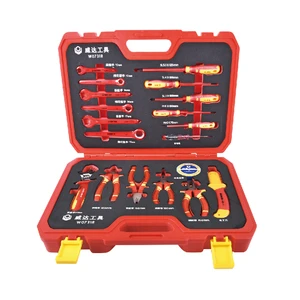 WEIDA VDE Certified 1000V Insulated Hand Tool Set 19PCS Stainless Steel Electrician Electrical Repair Kit Screwdrivers Pliers