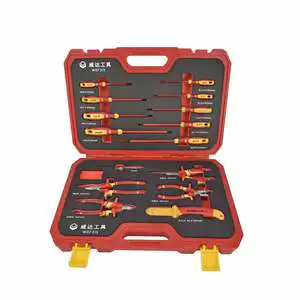 VDE Certified 1000V Insulated Tool Set 15PCS Stainless Steel Electrician Repair Kit Portable Tool Box Industrial Maintenance