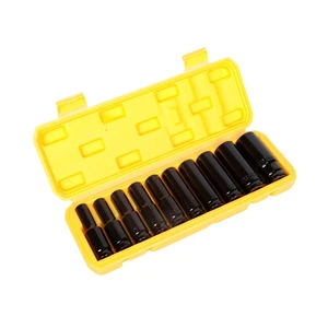 Wholesale 10 Piece Set 1/2-inch Hexagonal Extended Pneumatic Sleeve with Hard Storage Box