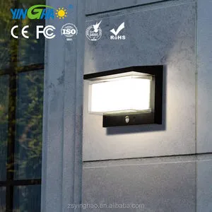 Modern IP65 Waterproof Solar Powered Wall Mount Lights Garden Pathway Outdoor Security Led Motion Sensor Solar Wall Light