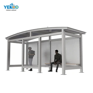 Factory Customized Styles Solar Energy Bus Stop Shelter With LED Lights Steel Frame Outdoor Use For Sale