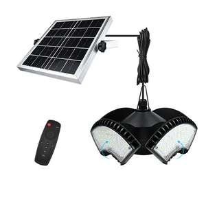 136 LED Solar Pendant Light 1000LM 4 Leaf Shed Lights Outdoor Indoor Waterproof with Remote Control