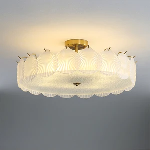 European Postmodern Acrylic Frosted Shells Restaurant Corridor Study Bedroom Warm Color Luxury Iron Glass LED Chandelier Light