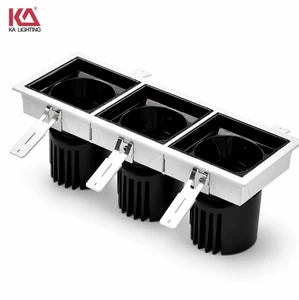 Triple Head Recessed COB LED Downlight 8W Ra90 Low Glare 0-10V Modular Design for Hotel Villa Shop Lighting