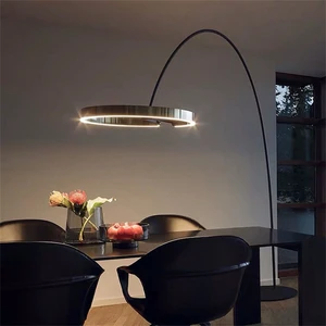 Post Modern Minimalist Adjustable Fishing Metal Sofa Corner Standing Luxury Ring Floor Lamp for Living Room Hotel Restaurant
