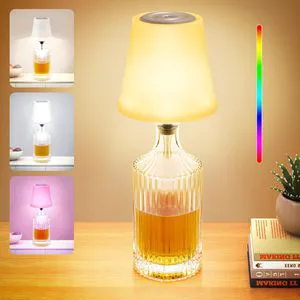 Modern Design Cross-Border Hot Touch Dimming Metal Wine Bottle Lamp Waterproof Battery USB Rechargeable Atmosphere Lamp Table