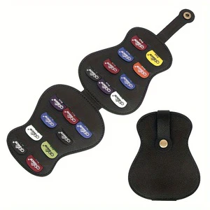 Guitar Picks Holder Case With 18 Pcs Picks for Acoustic Electric Guitar,Picks Storage Leather Bag, Gift for Guitar Players