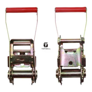 50mm 2 Inch 11000lbs Yellow Zinc Plated Steel Tie Down Buckle with Ergonomic Red Plastic Grip for Ratchet Buckle