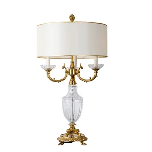 Home Decoration Table Decor Table Lamp Desk Lamp LED White Room Lighting Crystal and Brass Antique French Luxury Bronze AC 80