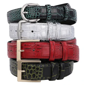 Custom Design Western Cowboy Full Grain Zinc Alloy Pin Buckle Genuine Leather Strap Designer Man Women Belt