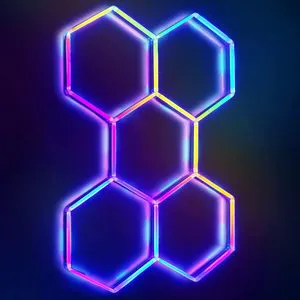 ETOP 3/5-Grids Hexagon Led Lights - Garage Hexagon Light Dimmable and Speed Adjustable RGB Hexagon Wall Lights DIY Design