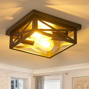 Stylish Iron Crafted Square Cross Lighting Solution Features 2 E26 Sockets Designed for 60W Max Bulbs Operates on 120V