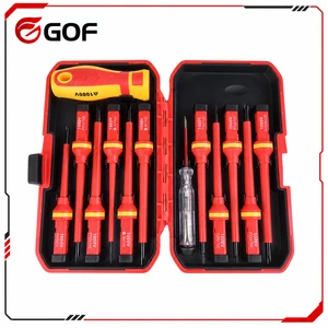 13-Piece Insulating Tool Kit Magnetic Tip Screwdriver Interchangeable Blades 1000V Hand Operated Household Repair Hard Case OEM