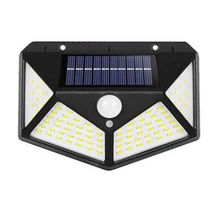 100 LED Solar Wall Lamp Courtyard Four Sided Light Emitting Solar Lamp Human Body Sensing Outdoor Wall Lamp