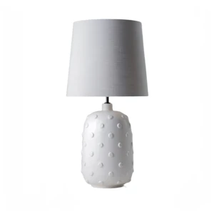 Modern White Fabric Shade Table Lamp with Ceramic Base for Living Room Bedroom Hotel or Restaurant Lighting Fixture