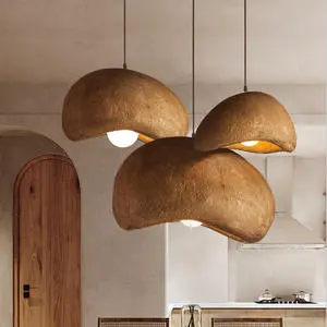 BGST Wabi Sabi Style Pendant Light Modern Hanging Light Cord Brown Pendant Lighting For Kitchen Island Barn Dining Room Bedroom