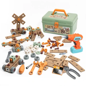 Educational Kids Electrician Mechanic Tool Set Electrician Toy Plastic Tool Box Suitcase Drill Nut Assembly Design for Learning